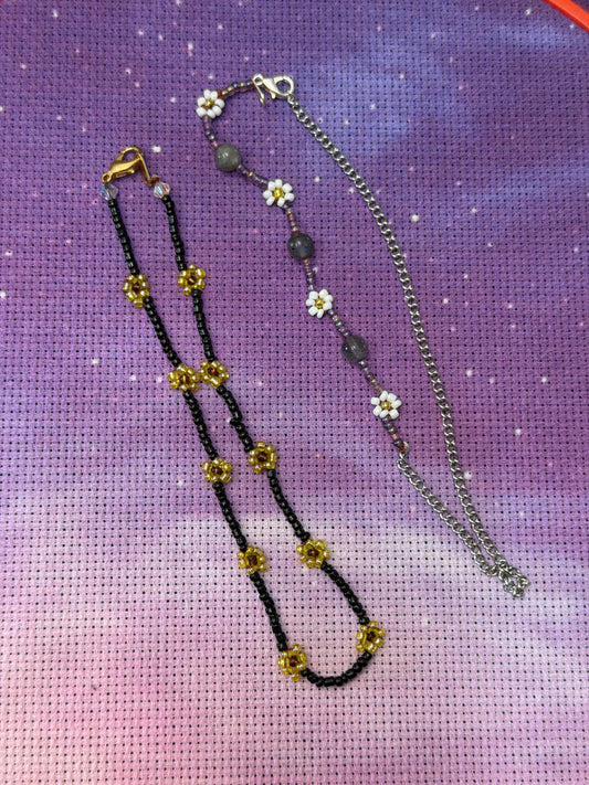 Handmade Glass Seed Bead Daisy Flower Anklets