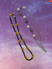 Handmade Glass Seed Bead Daisy Flower Anklets