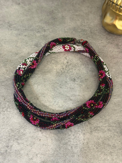 Handmade Crochet Floral Gradient Rope Necklace