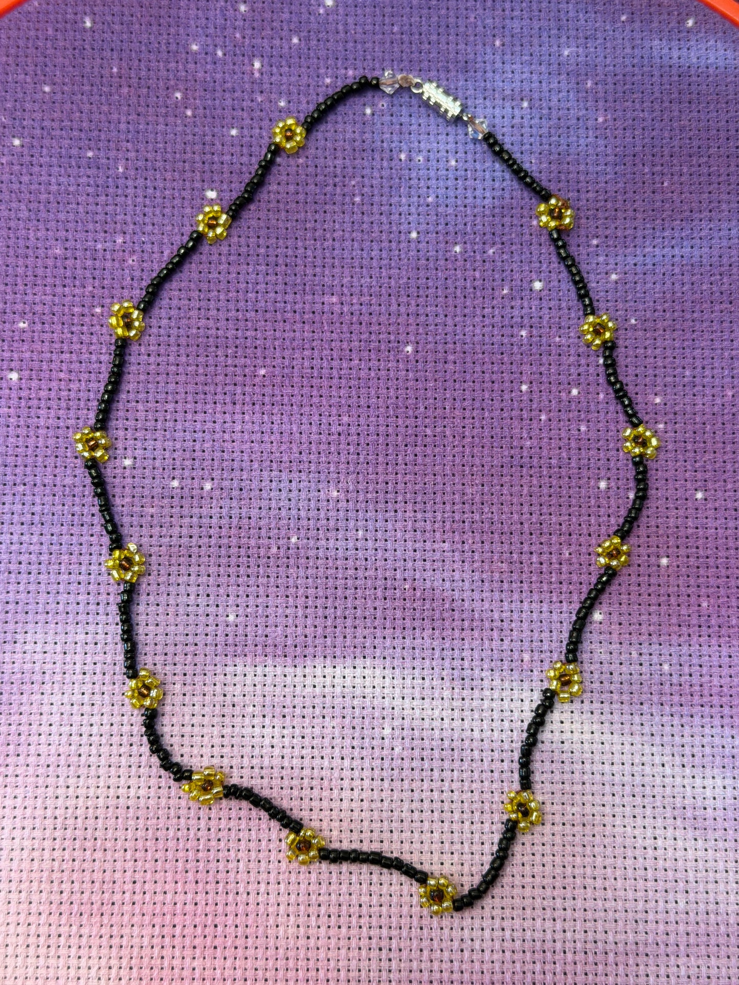 Handmade Glass Seed Bead Daisy Flower Choker Necklaces