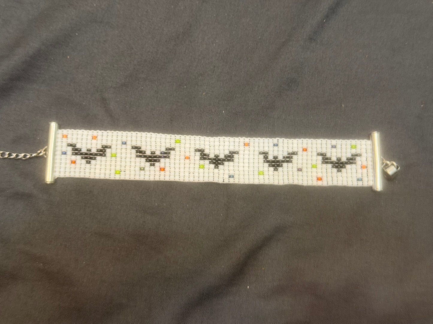 Loom Beaded Goth Y2K Bat Cuff Bracelet