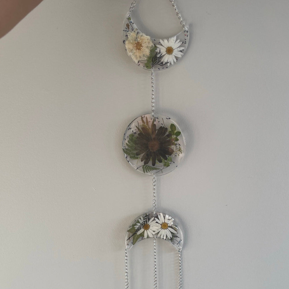 Triple Moon Floral Resin Suncatcher
