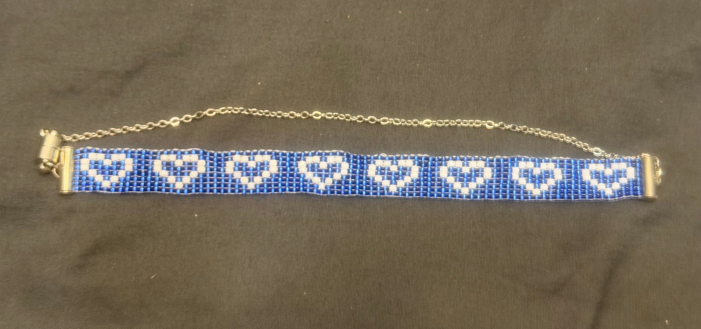 Loom Beaded Blue Heart Choker Necklace