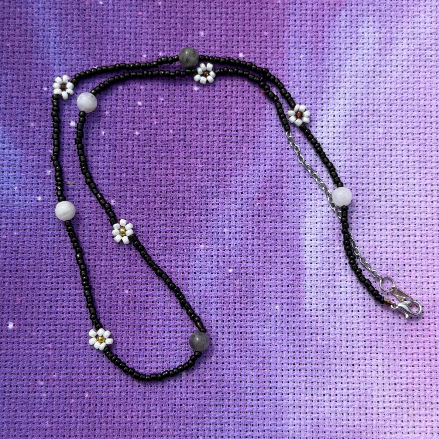 Handmade Glass Seed Bead Daisy Flower Choker Necklaces