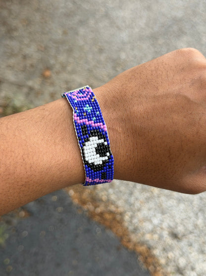 Loom Beaded Y2K Witchy Crescent Moon Cuff Bracelet