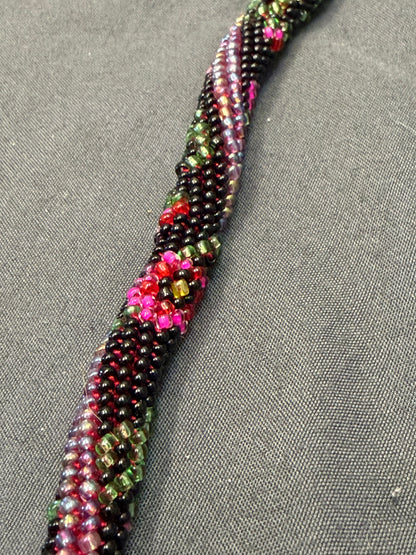 Handmade Crochet Floral Gradient Rope Necklace
