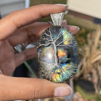 Statement Labradorite Tree of Love Pendant