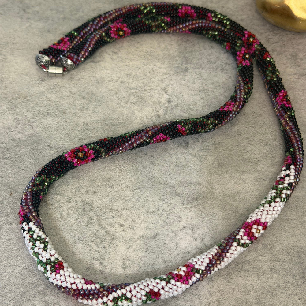 Handmade Crochet Floral Gradient Rope Necklace