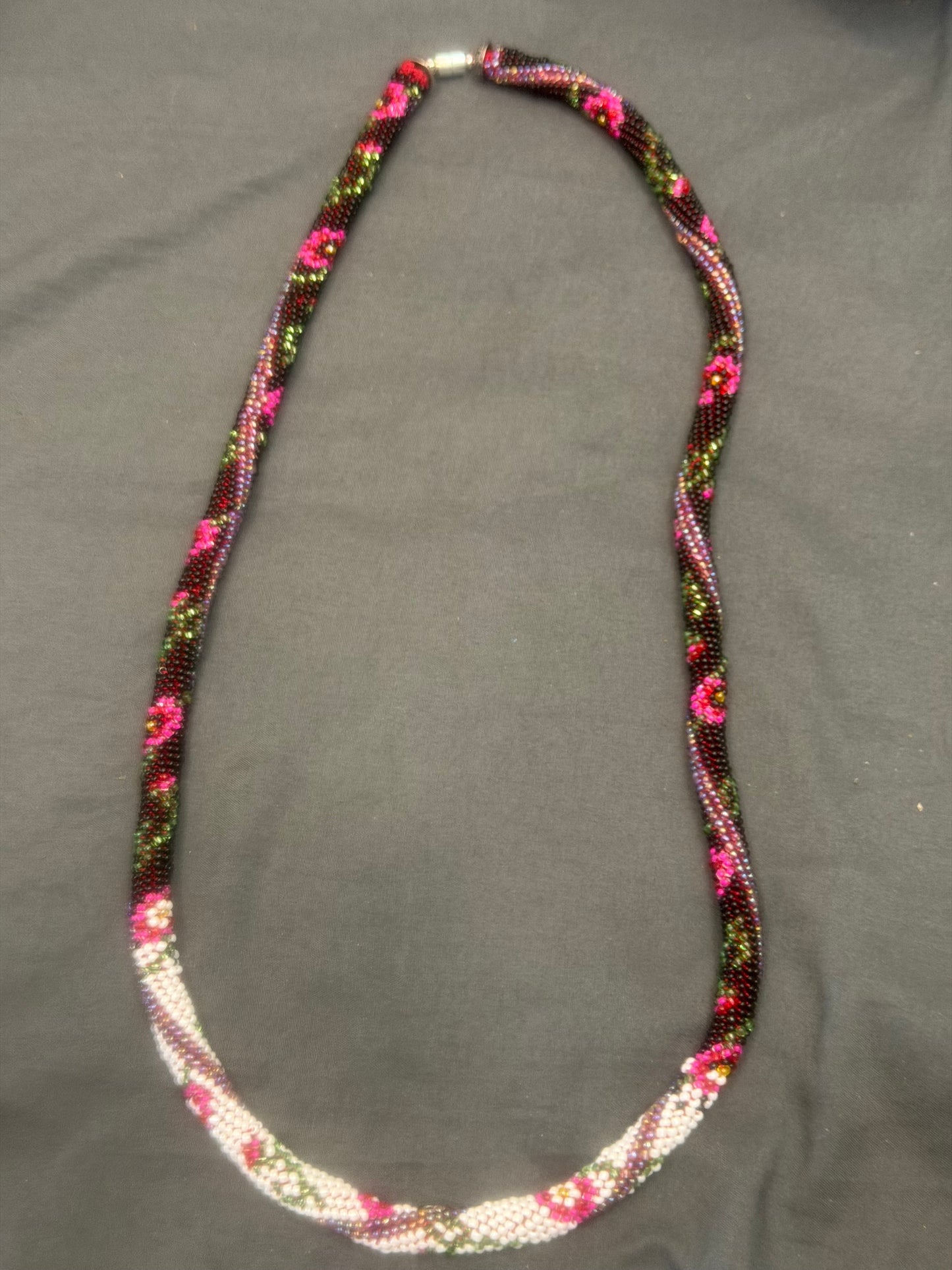 Handmade Crochet Floral Gradient Rope Necklace