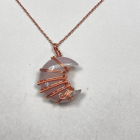 Flower Agate Moon Pendants