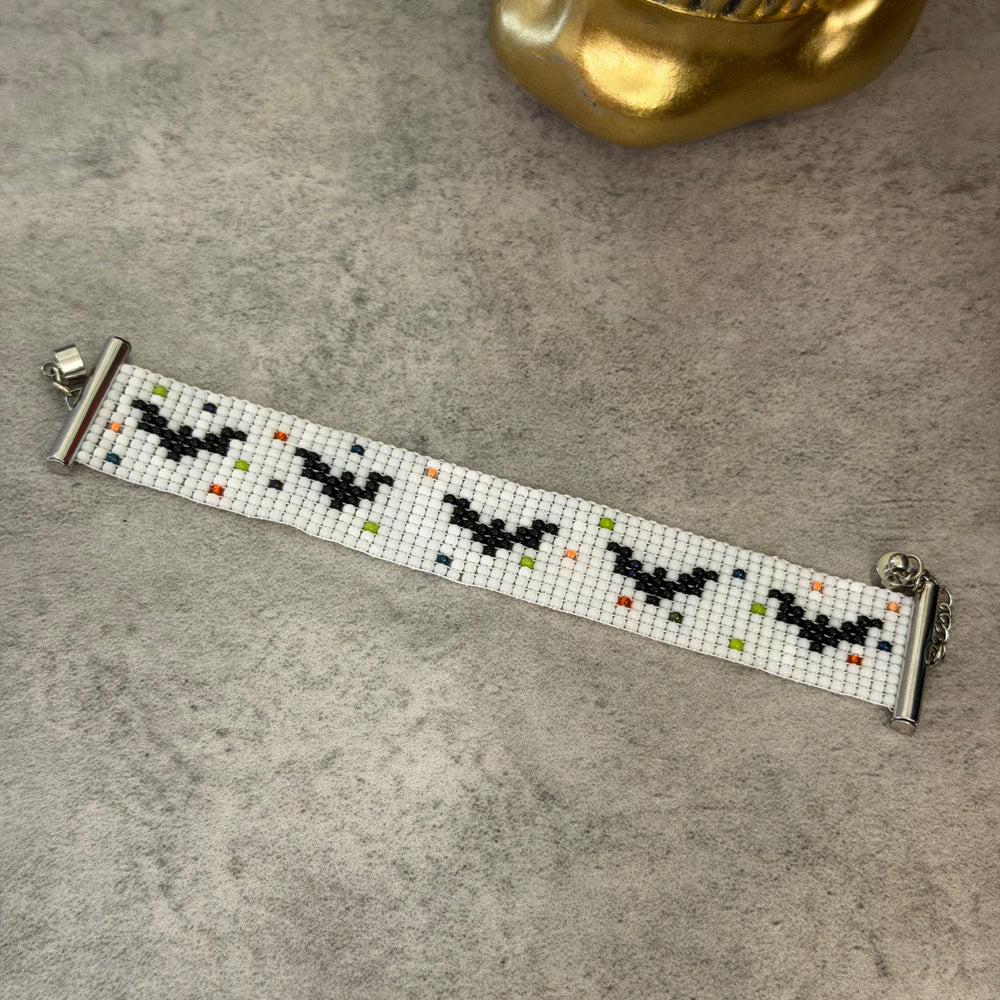 Loom Beaded Goth Y2K Bat Cuff Bracelet