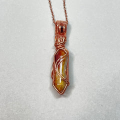 Crazy Lace Agate x Garnet Pendant