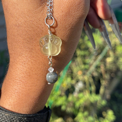Lemon Citrine Cat Paw Necklace