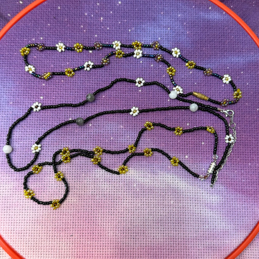 Handmade Glass Seed Bead Daisy Flower Choker Necklaces