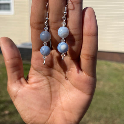 Blue Lace Agate Double Stack Earrings