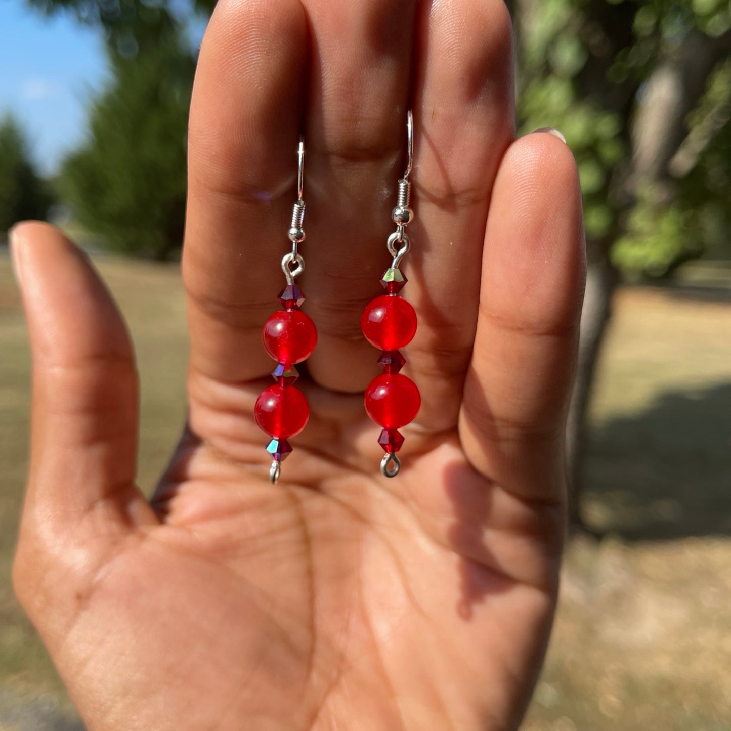 Red Jade Double Stack Earrings