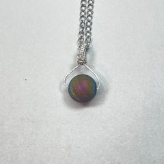 Rainbow Aura Agate Bead Necklace