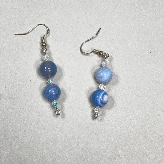 Blue Lace Agate Double Stack Earrings