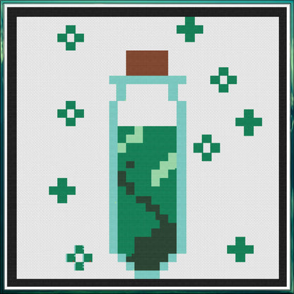 Green Potion Bottle Tube Cross Stitch Pattern