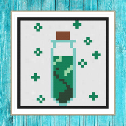 Green Potion Bottle Tube Cross Stitch Pattern