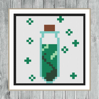 Green Potion Bottle Tube Cross Stitch Pattern