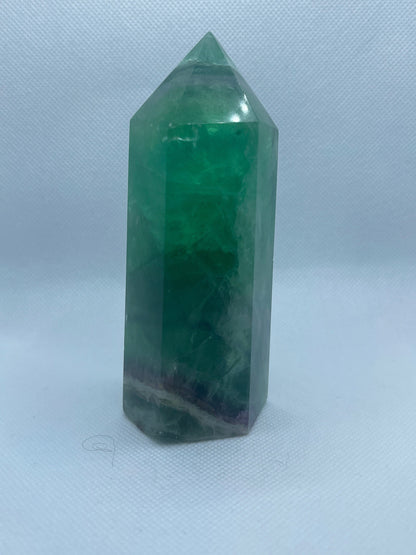 Green Purple Fluorite Tower: Polished Crystal Obelisk Wand