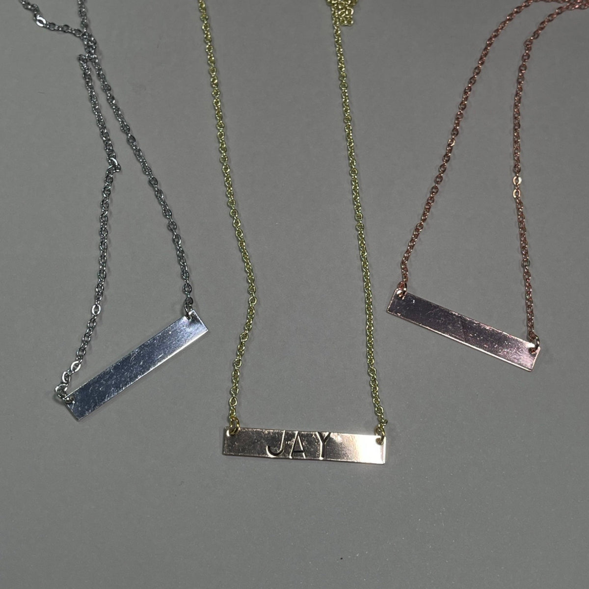 Personalized Metal Stamp Initial Name Bar Necklace- Zodiac Gift for Him Rose Gold Silver Bar Pendants Gift for Her Valentines Day Birthstone