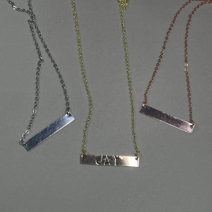 Personalized Metal Stamp Initial Name Bar Necklace- Zodiac Gift for Him Rose Gold Silver Bar Pendants Gift for Her Valentines Day Birthstone