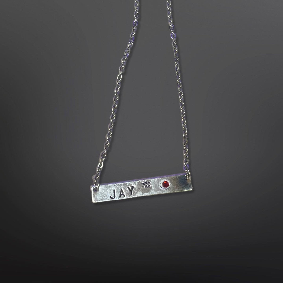 Personalized Metal Stamp Initial Name Bar Necklace- Zodiac Gift for Him Rose Gold Silver Bar Pendants Gift for Her Valentines Day Birthstone