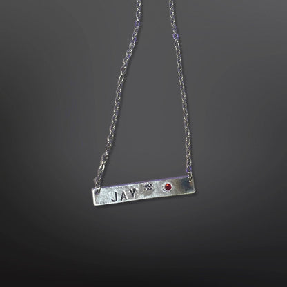 Personalized Metal Stamp Initial Name Bar Necklace- Zodiac Gift for Him Rose Gold Silver Bar Pendants Gift for Her Valentines Day Birthstone