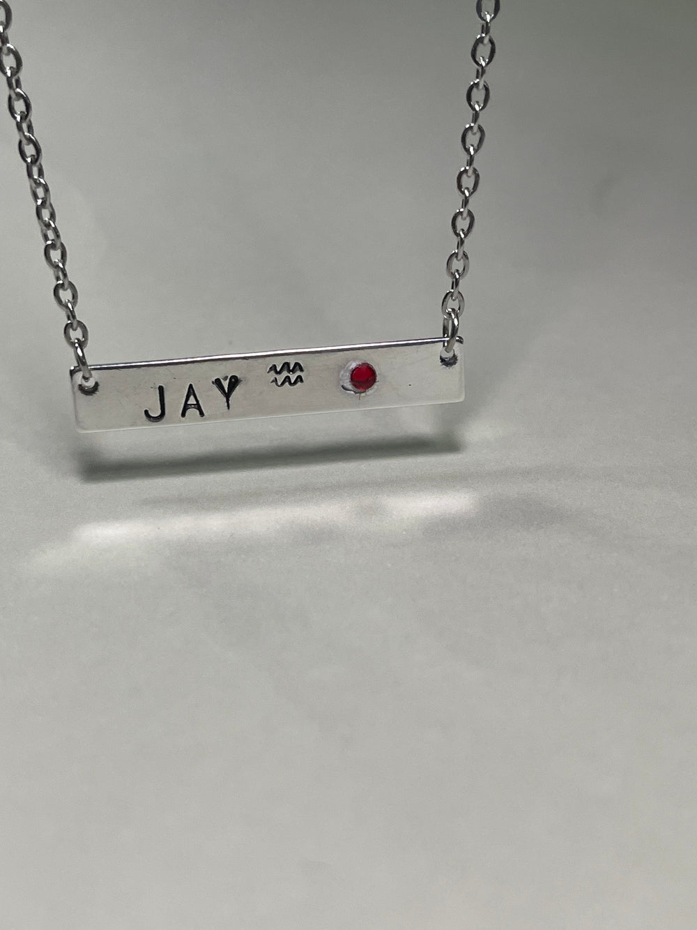 Personalized Metal Stamp Initial Name Bar Necklace- Zodiac Gift for Him Rose Gold Silver Bar Pendants Gift for Her Valentines Day Birthstone