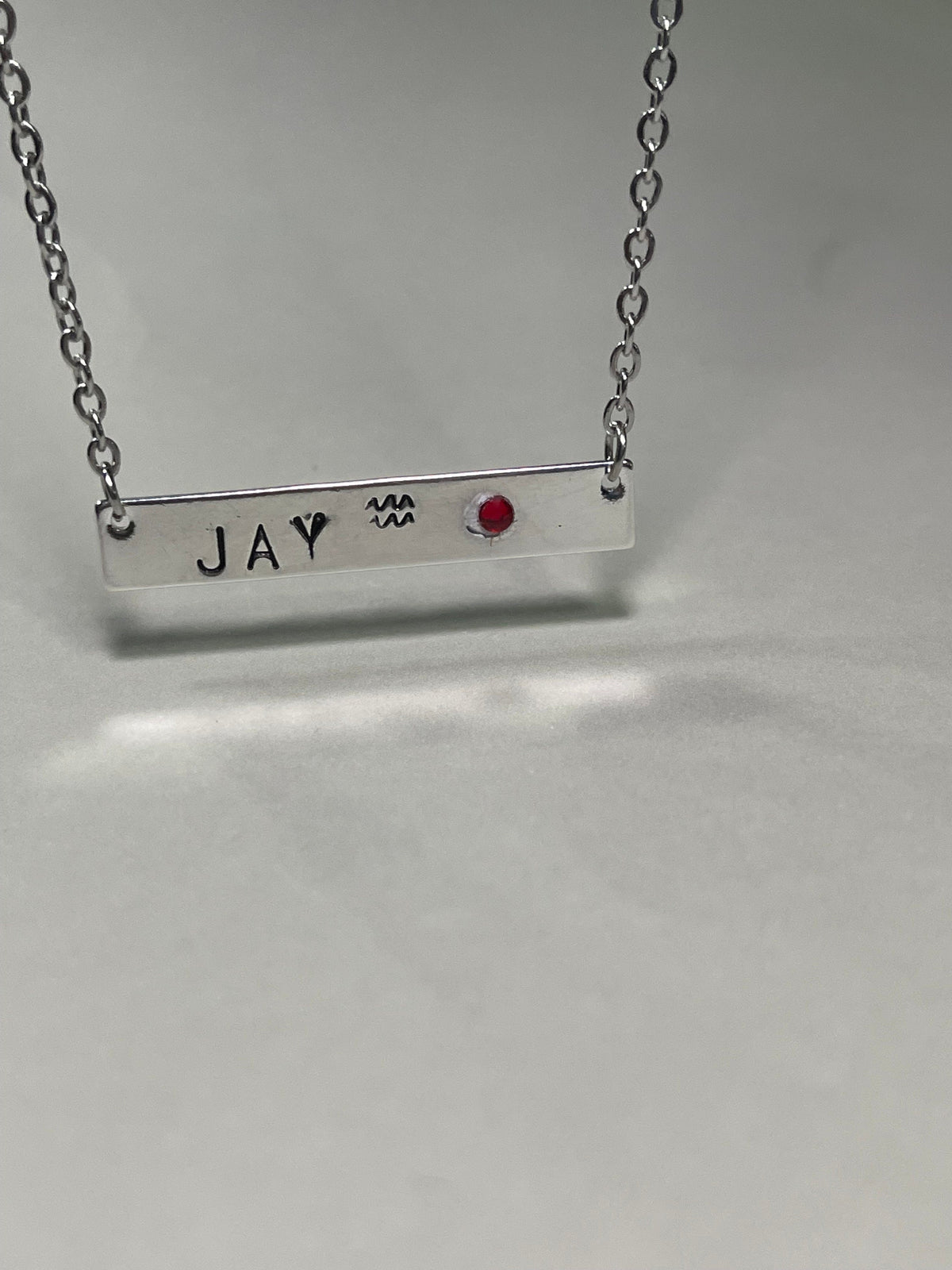 Personalized Metal Stamp Initial Name Bar Necklace- Zodiac Gift for Him Rose Gold Silver Bar Pendants Gift for Her Valentines Day Birthstone