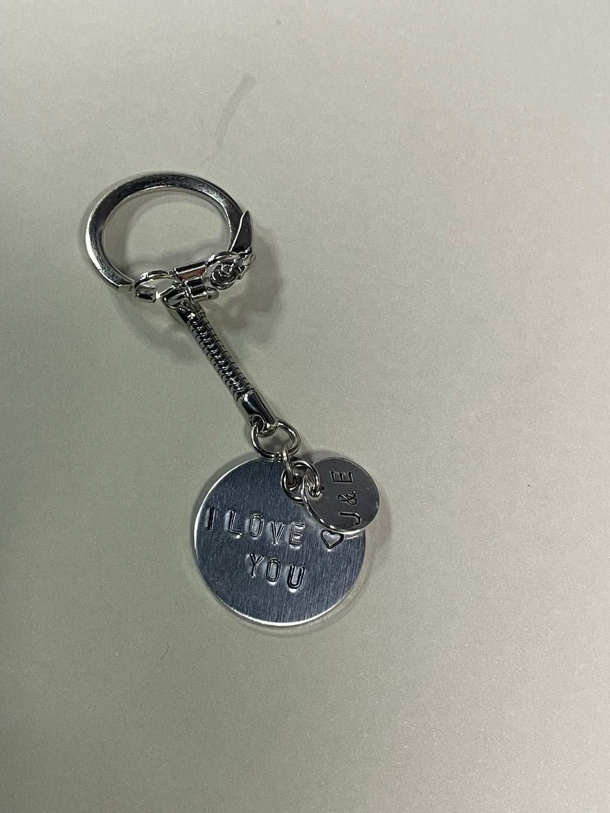 Personalized Couples Keychain Engraved Stamped I Love You Charm Couples Gift for Boyfriend, Anniversary Gifts, Valentines Day Gift for Him