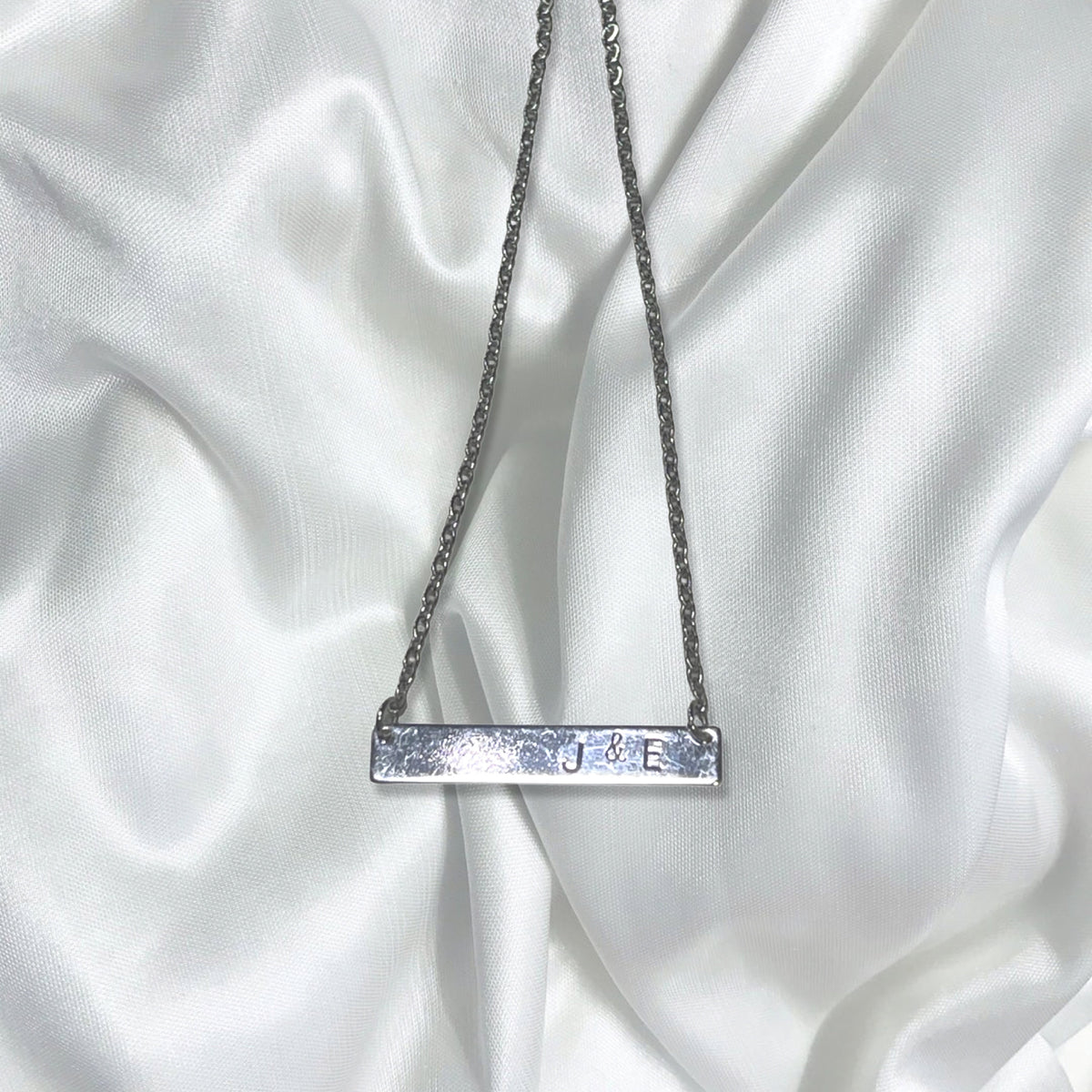 Hand Stamped Initial Bar Necklace – Personalized Couples Gift