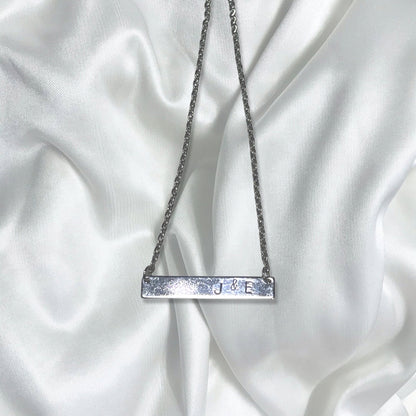 Hand Stamped Initial Bar Necklace – Personalized Couples Gift