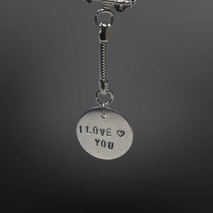 Personalized Couples Keychain Engraved Stamped I Love You Charm Couples Gift for Boyfriend, Anniversary Gifts, Valentines Day Gift for Him