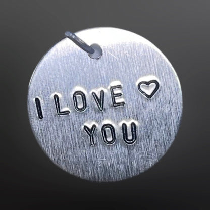 Personalized Couples Keychain Engraved Stamped I Love You Charm Couples Gift for Boyfriend, Anniversary Gifts, Valentines Day Gift for Him