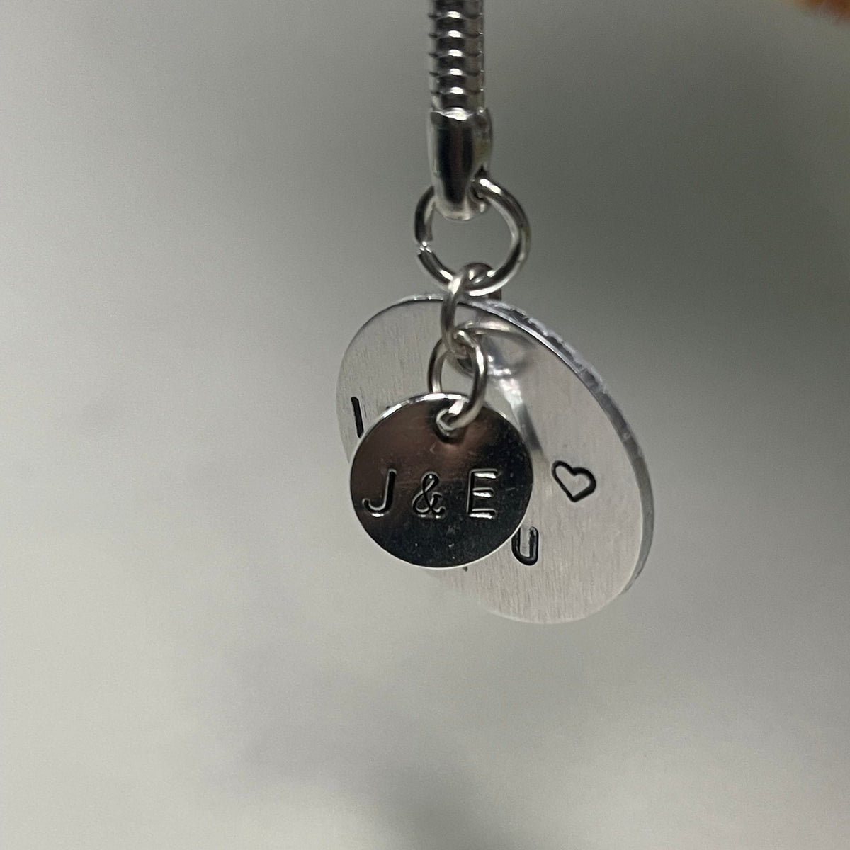 Personalized Couples Keychain Engraved Stamped I Love You Charm Couples Gift for Boyfriend, Anniversary Gifts, Valentines Day Gift for Him