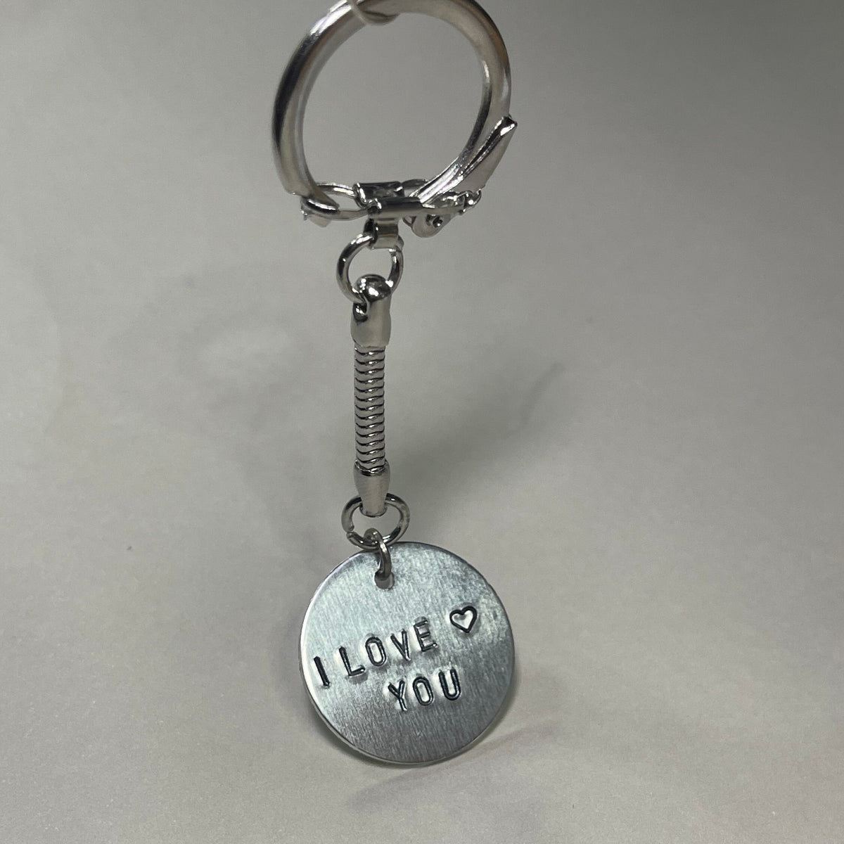 Personalized Couples Keychain Engraved Stamped I Love You Charm Couples Gift for Boyfriend, Anniversary Gifts, Valentines Day Gift for Him