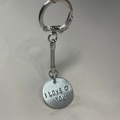 Personalized Couples Keychain Engraved Stamped I Love You Charm Couples Gift for Boyfriend, Anniversary Gifts, Valentines Day Gift for Him