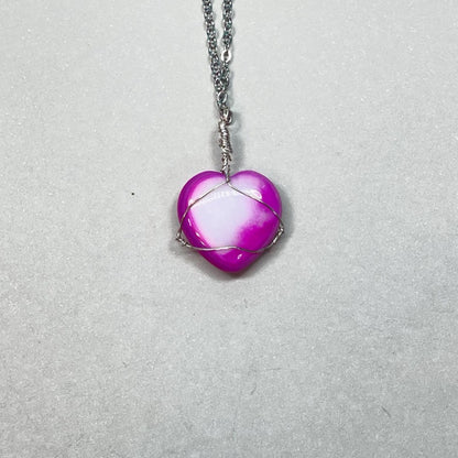 mini rainbow hearts quartz heart pendants PICK YOUR COLOR