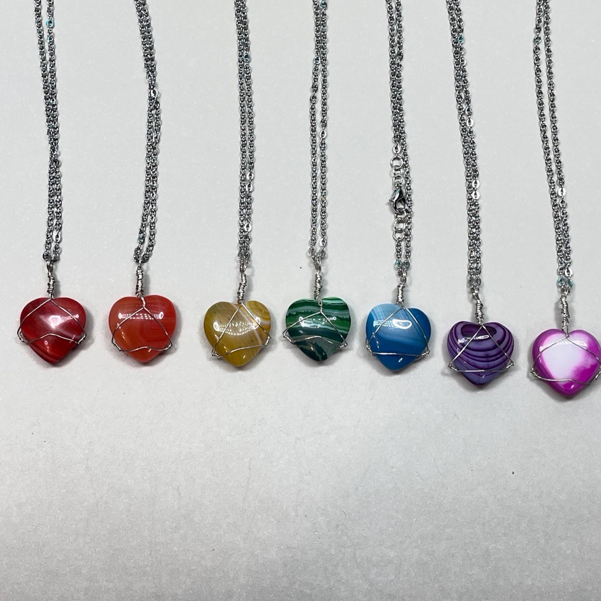 mini rainbow hearts quartz heart pendants PICK YOUR COLOR