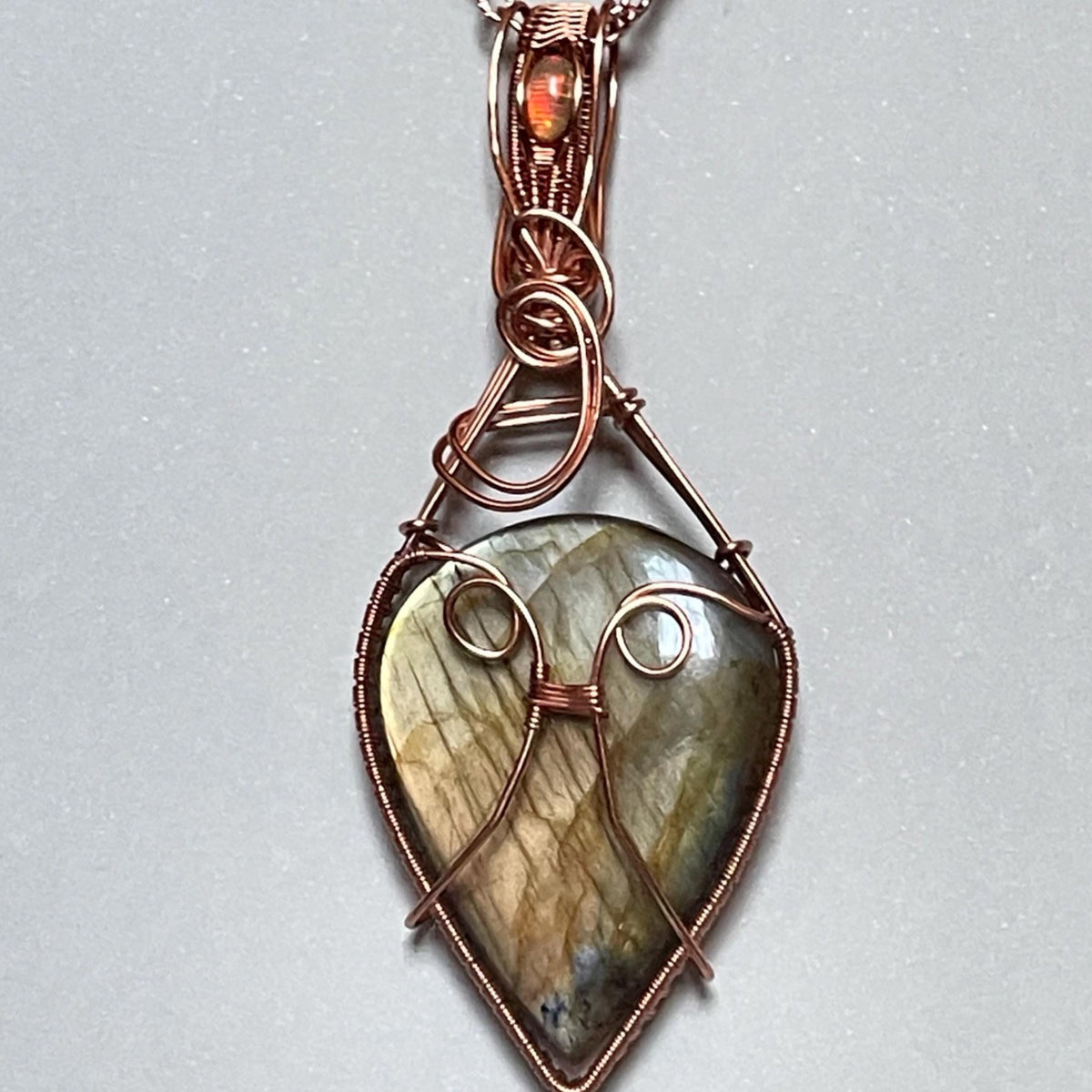 labradorite and opal statement pendant