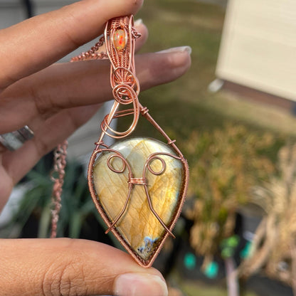 labradorite and opal statement pendant
