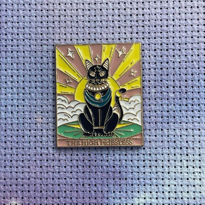 Cat Tarot Card Witchy Magnetic Enamel Needle Minder for Cross Stitch Embroidery Needle Nanny PICK YOUR STYLE