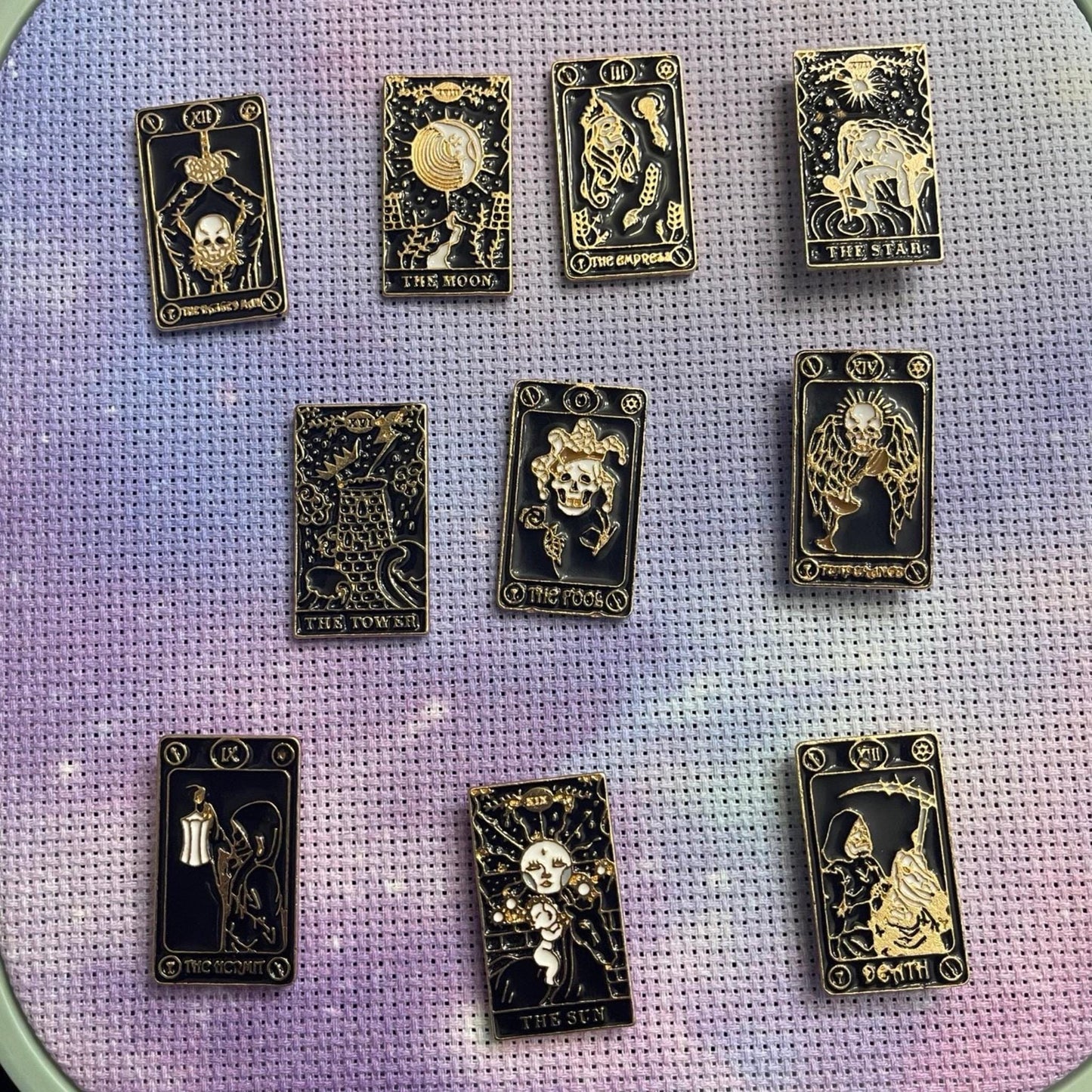 Witchy Gothic Monochrome Tarot Card Magnetic Enamel Needle Minder for Cross Stitch Embroidery Needle Nanny PICK YOUR STYLE