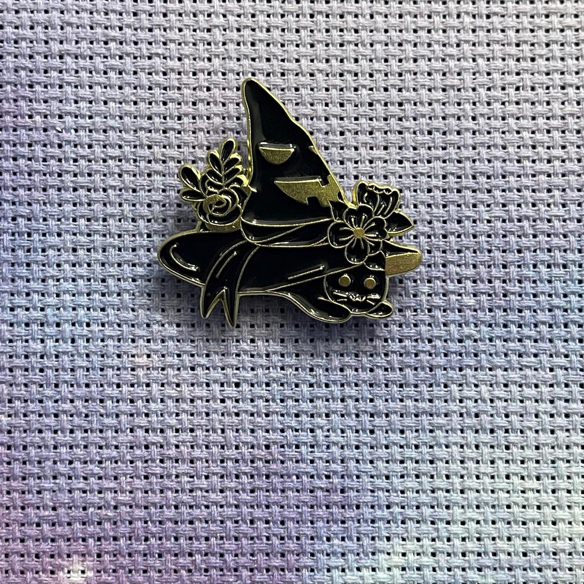 Witchy Alternative Halloween Enamel Needle Minder: Gothic Cross Stitch Needle Nanny