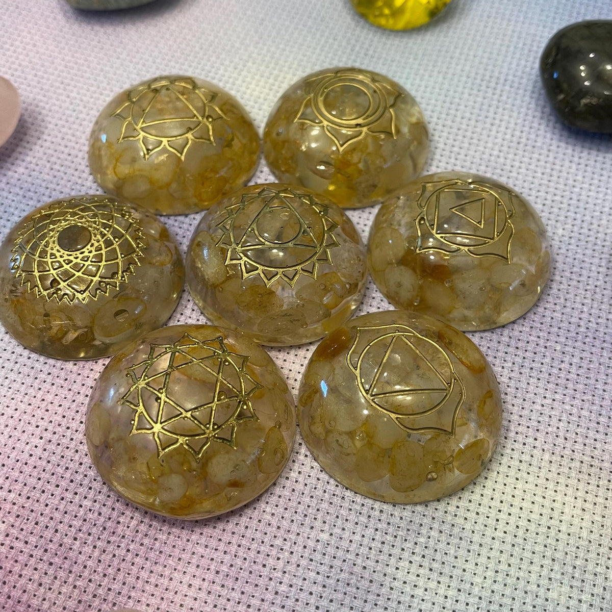 Citrine Crystal Seven Chakra Resin Set