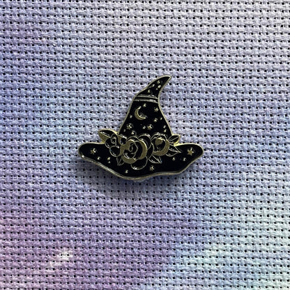 Witchy Alternative Halloween Enamel Needle Minder: Gothic Cross Stitch Needle Nanny