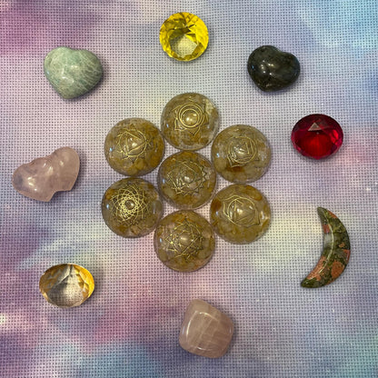 Citrine Crystal Seven Chakra Resin Set
